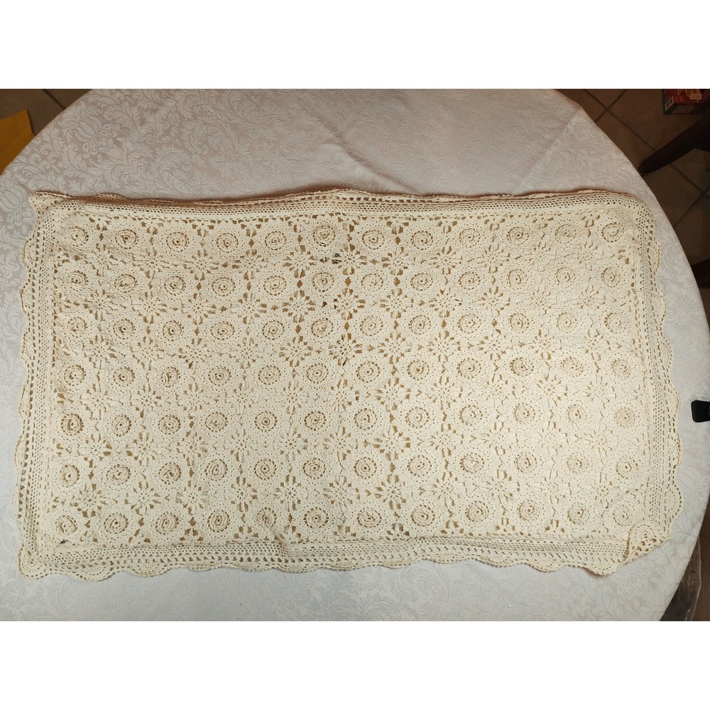 C&F Home Hand Crocheted Lace Pillow Sham 100% Cotton Cream Ivory Vintage Style